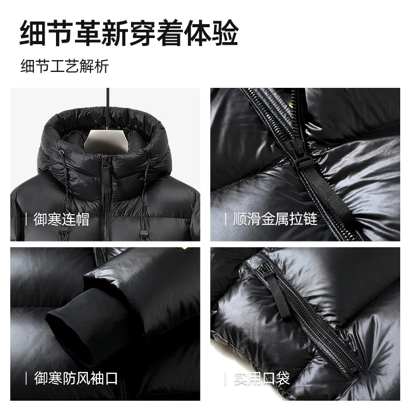 Really 90% Goose Down Coat Men Classic Winter Thick Warm Puffer Jacket Luxury Fashion Warm Hooded Goose Down Parkas Coat