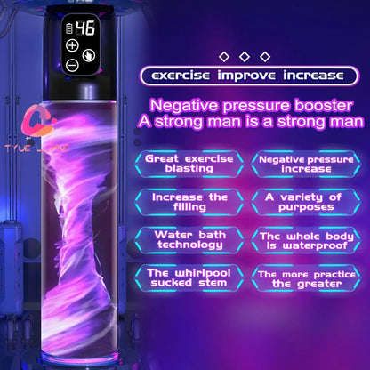 Automatic Electric Penis Pump Male Enlargement Erection Trainer Rechargeable Smart LCD Display IPX7 Waterproof Vacuum Device