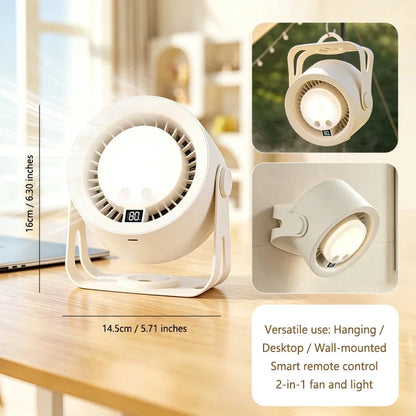 Lenovo Silent Turbo Desk Fan Wall Mounted Fan High Speed Rechargeable RGB Night Light Remote Control for Home Outdoor Kitchen