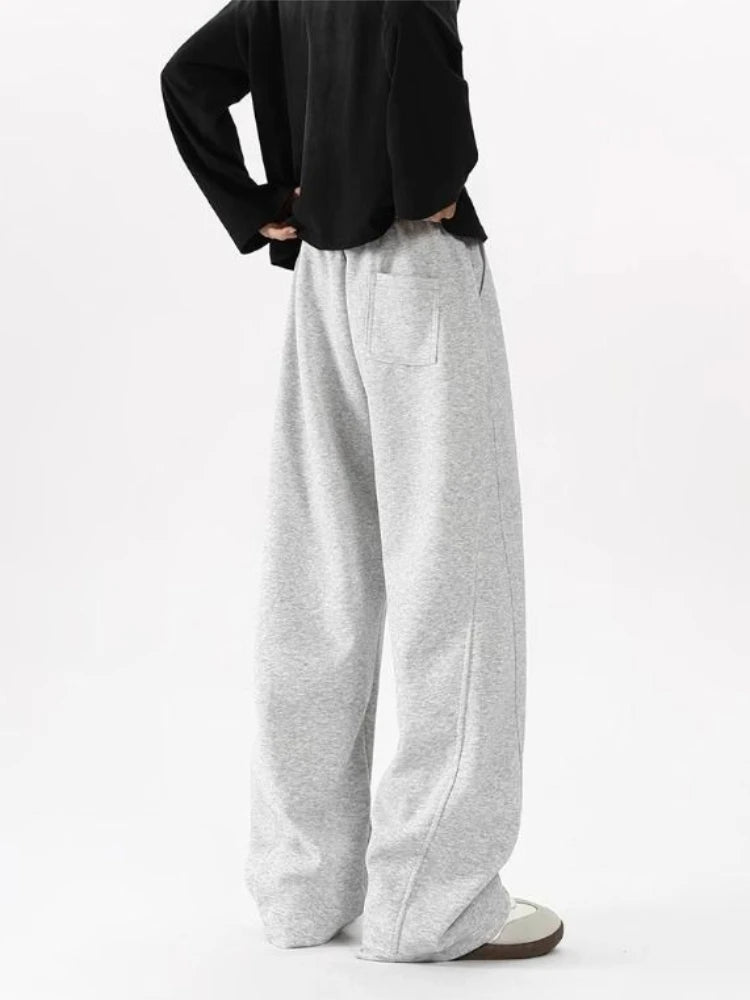 Versatile Casual Trousers for Men American High Street Inspired Straight Leg Joggers Spring Loose Drape Fit Sporty Comfort Pants