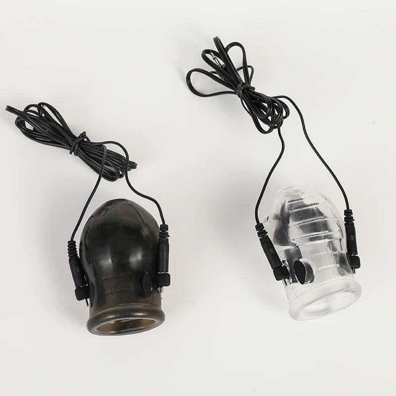 Estim Electric Shock Penis Ring Electro Trainer Massage Cup Chastity Penis Seelve Cockring For Men Dick Electrostimulation