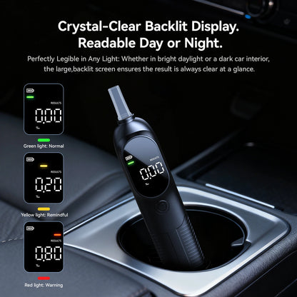Alcohol Tester with Intelligent Sensor, Portable Breathalyzer for Driver with 4 BAC Units Adjustable ( Not Battery Included)