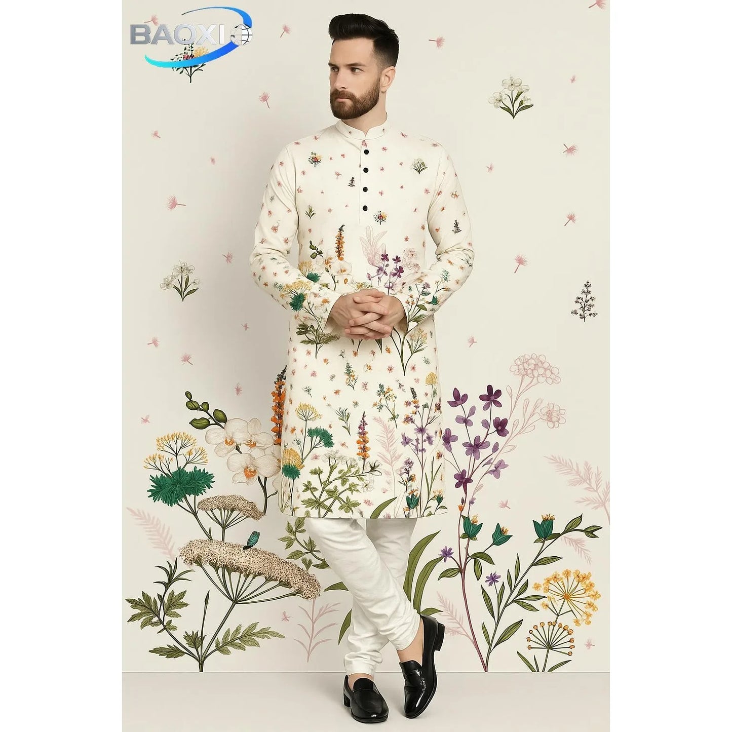 Stand Collar Muslim Men Clothes Folk Kaftan Musulman Kurta Indian Islamic Clothing Ropa Musulman Hombre Camisa Arabe Hombre