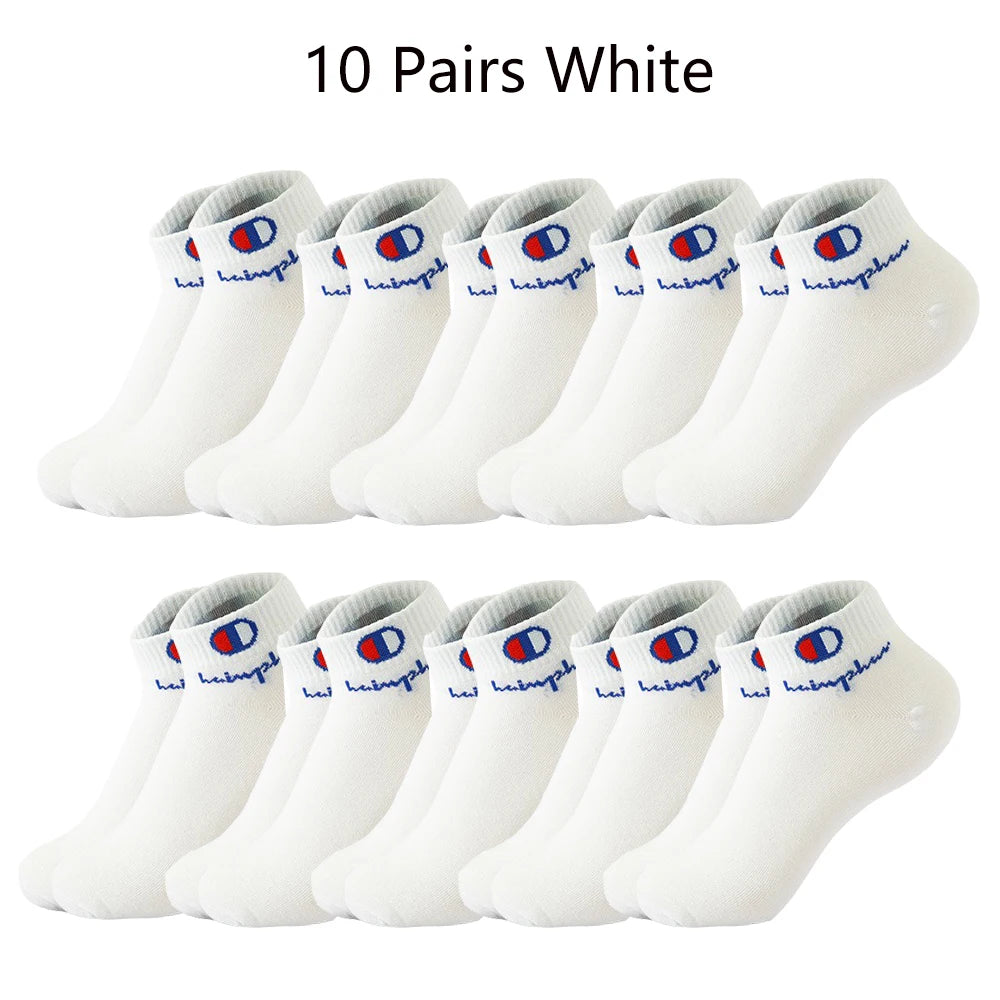 10/20/30 Pairs Ankle Socks Men Women Cotton Brand Socks Athletic Running Socks Cushioned Breathable Low Cut Sports Short Socks