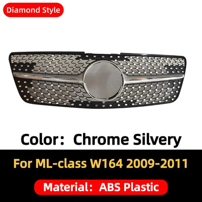 Front Mask Grille Bumper Grill Hood Mesh Modification For Mercedes Benz ML W164 2005-2011 GT Diamond Style Tuning Accessories