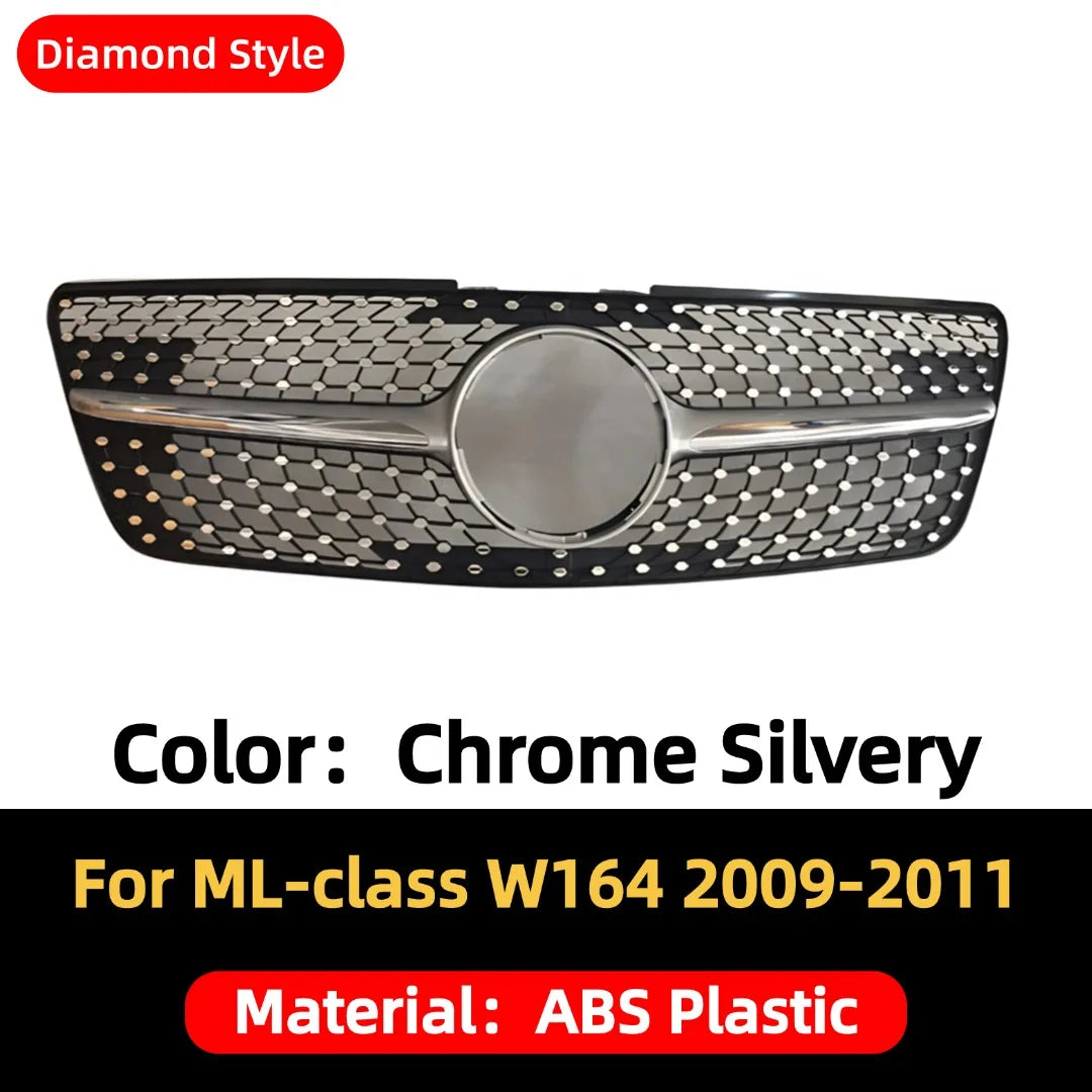 Front Mask Grille Bumper Grill Hood Mesh Modification For Mercedes Benz ML W164 2005-2011 GT Diamond Style Tuning Accessories