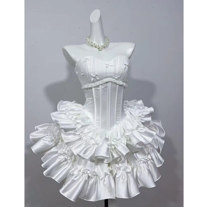Red Tube Birthday Ready-to-wear Dresses High-end Princess Dress Temperament Celebrity Short Skirt Young Girl Boutique Costume