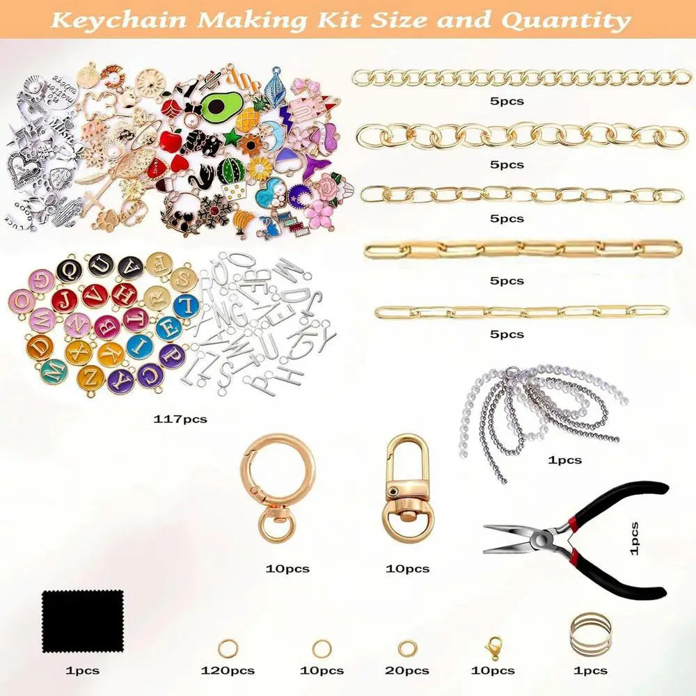 325-Piece DIY Bag Charm Making Kit Complete Jewelry Craft Set Creative Gift for Keychains & Access, Teens, Adults, Art Therapy