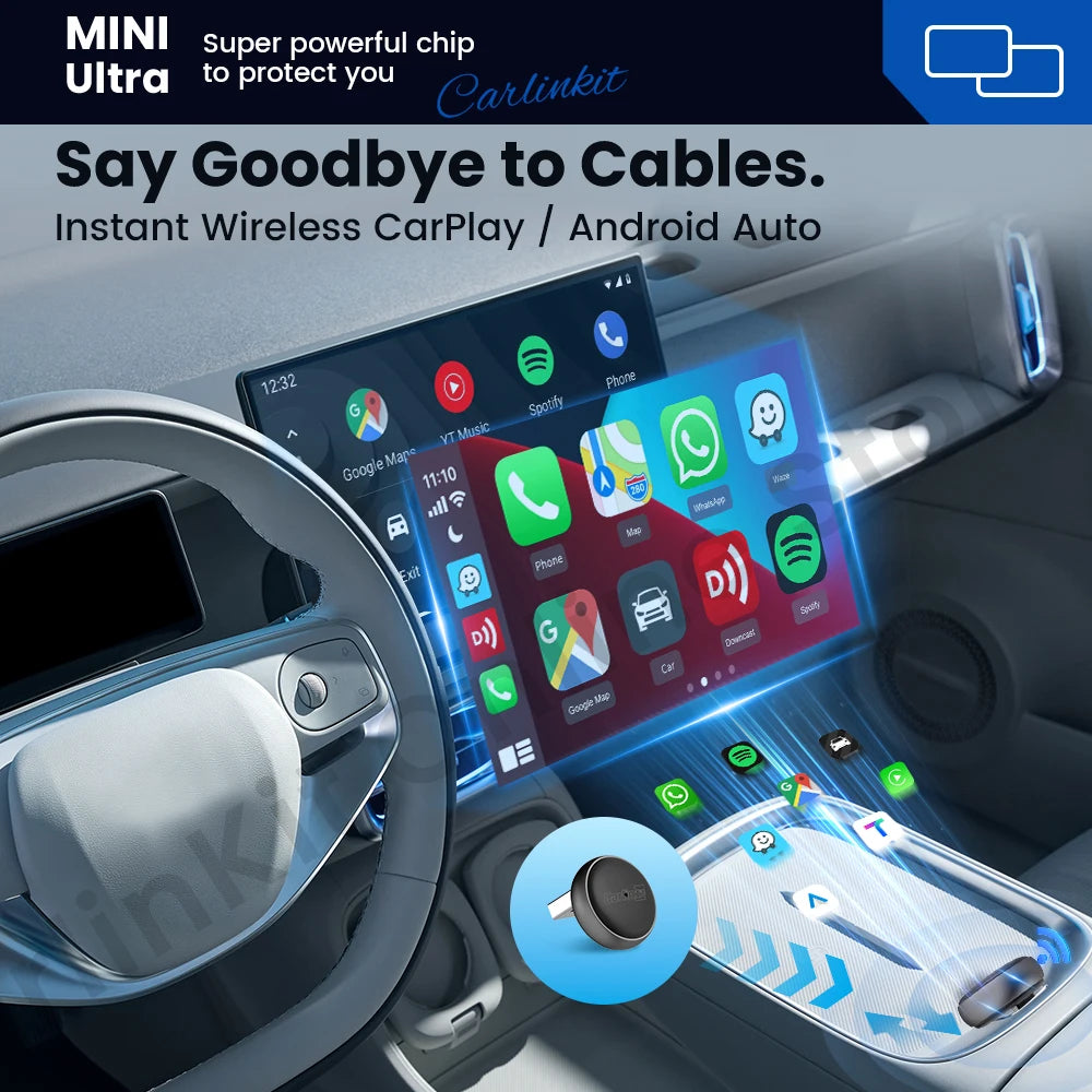 2025 CarlinKit Mini Ultra 3 CarPlay Android auto Wireless Adapter for Car infotainment Upgrade BT 5.4GHz Wifi 5.8GHz OTA Upgrade