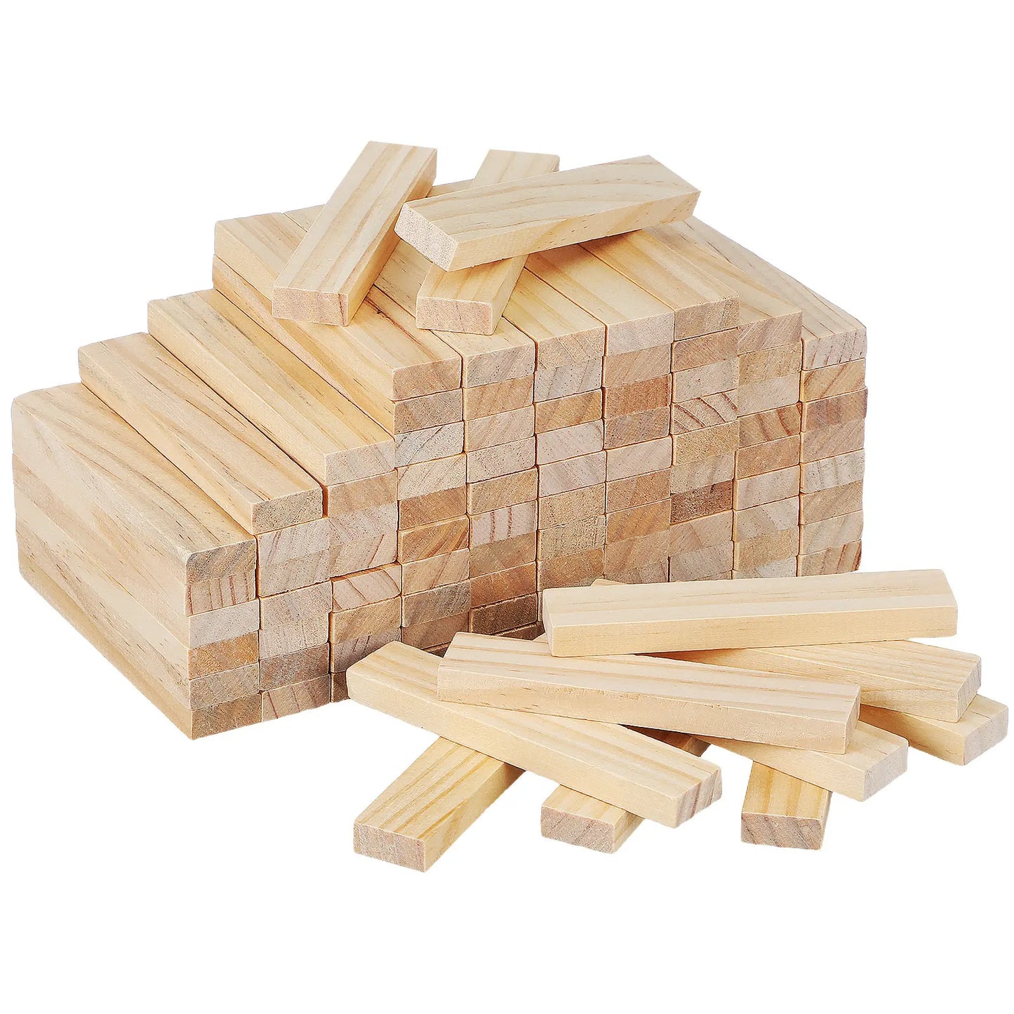 100Pcs Wooden Stacking Blocks Natural Solid Wood Building Set for Kids Toddlers Montessori Learning Fine Motor Skills Creative