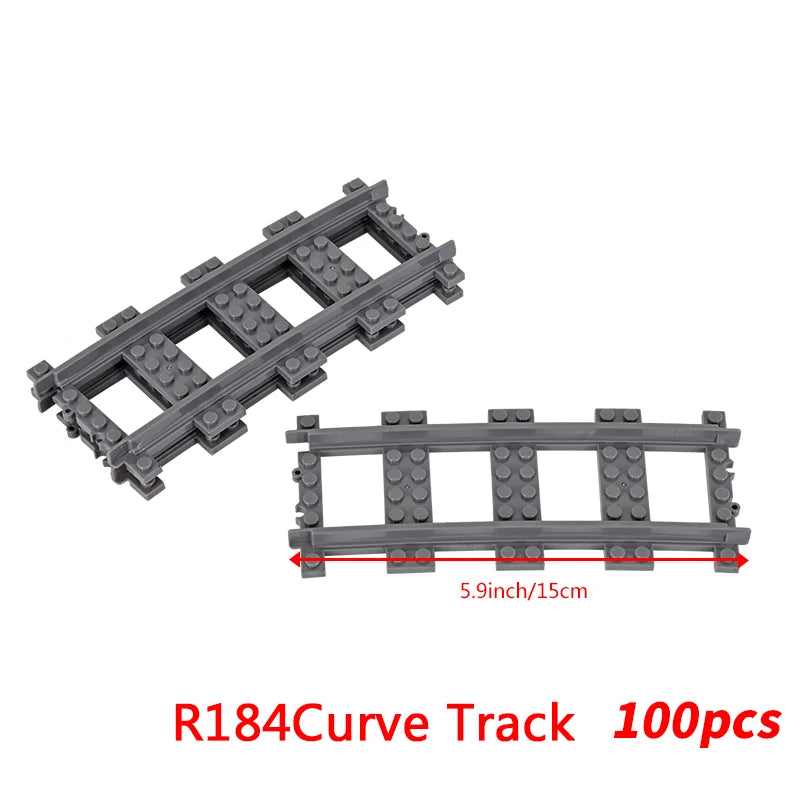 MOC City Bricks Train Flexible Construction Parts Railway Curve Track R104 Building Blocks Model Accessories Compatible 53401