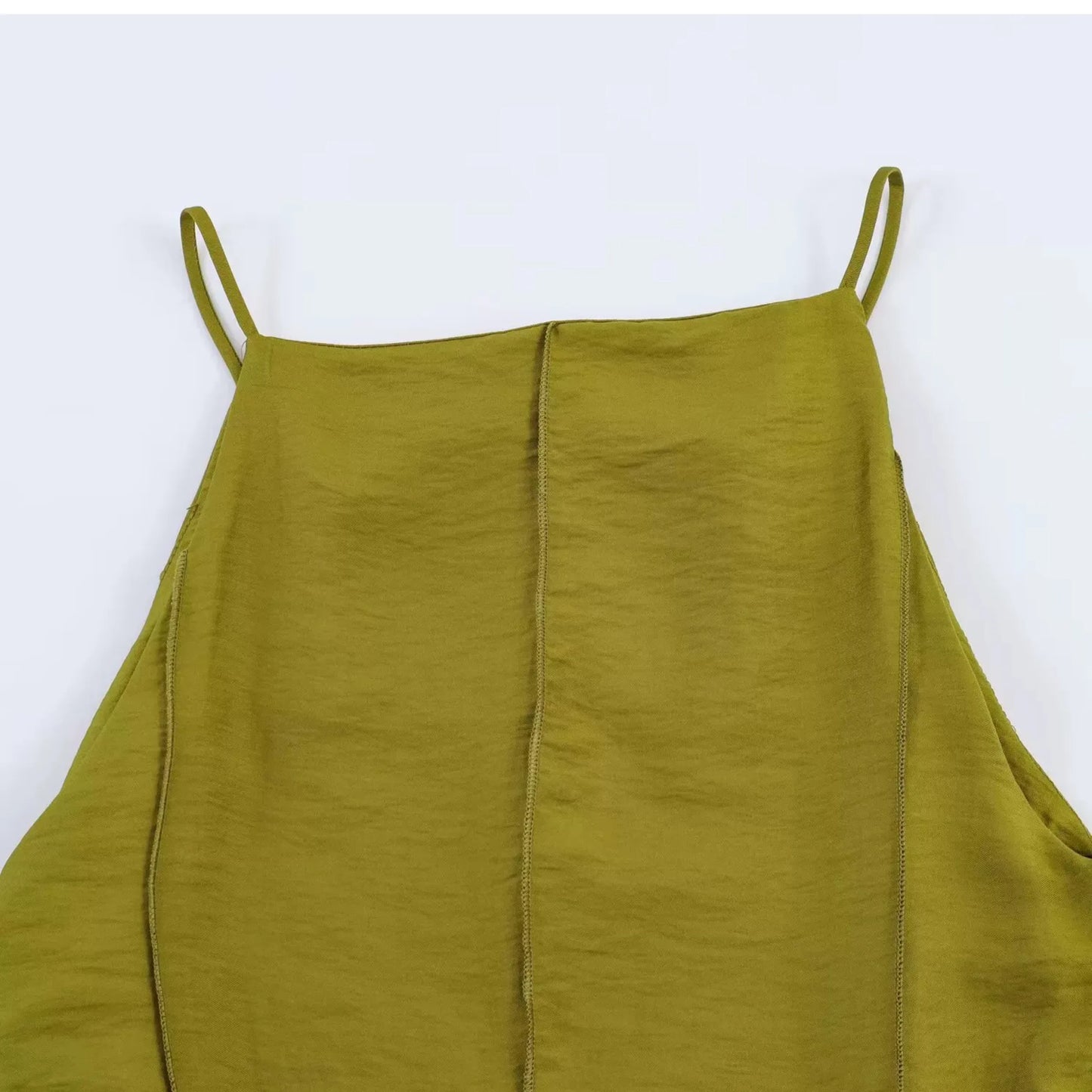 Spring Summer New Arrival Women's Long Line Stitch Decoration Collar Belted Midi Strap Dress Casual High Waist Polyester Fibe...