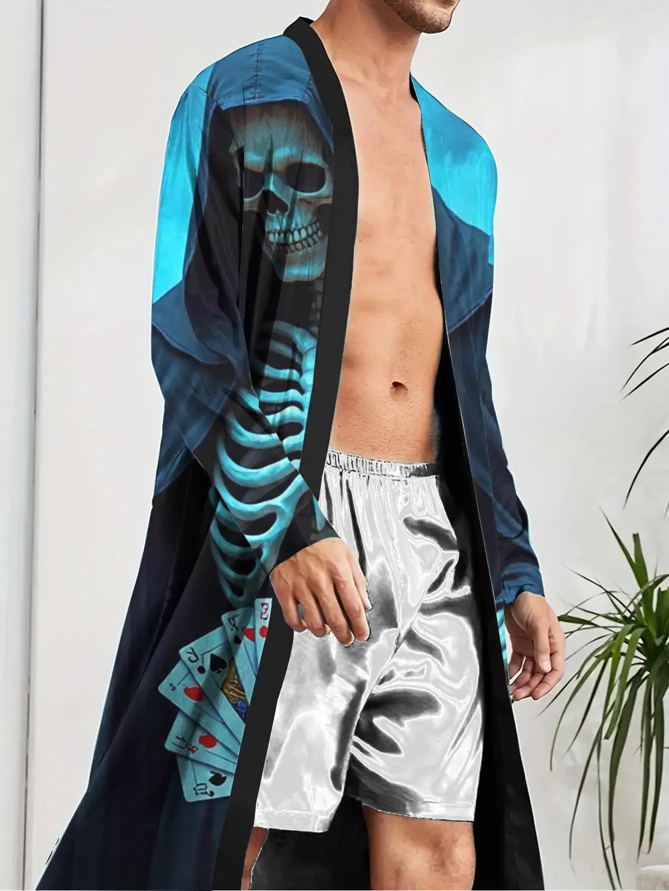 1pc Men's Robes 2026 Spring/Summer 3D Printed Nightie for Men Sleepwear Bathrobe Sleepwear Polyester Graphic Funny Pajamas