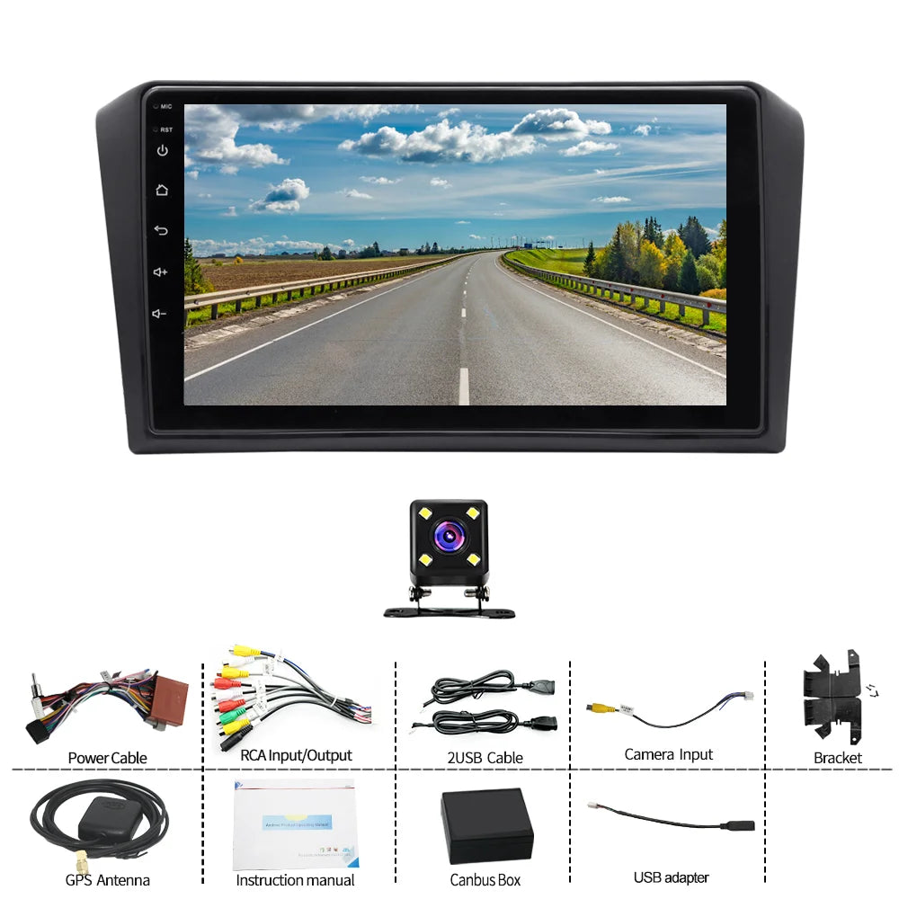 9-inch Android 13 Car Navigation for Mazda 3 2003-2009 Built-in CarPlay Android Auto 2+32G Four-Light Car Multimedia Player