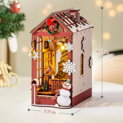 Rolife Book Nook Kit DIY Miniature Dolls House Kit 3D Wooden Puzzle Decoration Gift with LED Lights Christmas Street and House