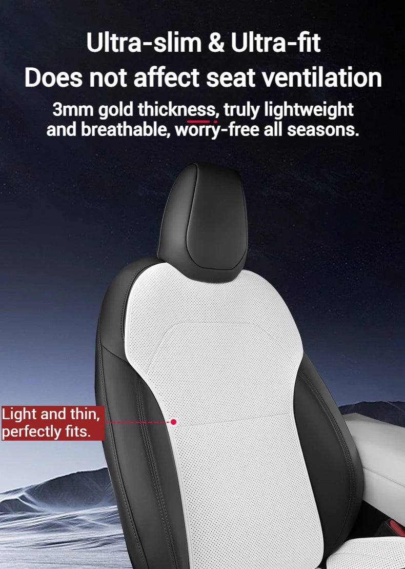 For Tesla Model Y Juniper 2025+ & 2026 Nappa Leather Seat Cushion Ventilation Comfortable Split Single Sitting Back row Set