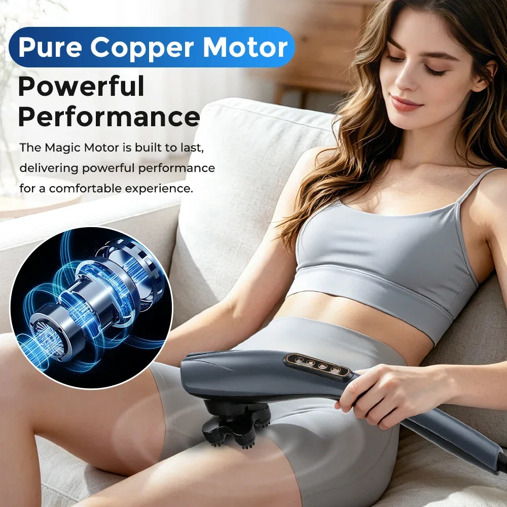 Corded Handheld Massager Full Body Deep Tissue Muscle Relaxation 12 Modes 6 Head Massage Stick Cervical Massager Neck Shoulder
