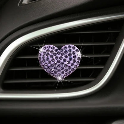 Sparkling Heart Rhinestone Car Decoration Cute Car Perfume Clip Aromatherapy Air Conditioning Car Accessories Supplies