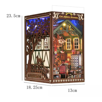 Wooden Book Nook Kits Miniature Wooden Doll Houses 3D Puzzles Assembly Building Toys Bookshelf Insert Decoration Toys For Gift