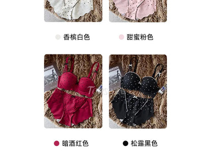YUQI Elegant Lace Bra Set 2026 - Push Up Half Cup for Small Chest, Support & Anti Sagging, Sexy Back Design | Lingerie S-XL Suit