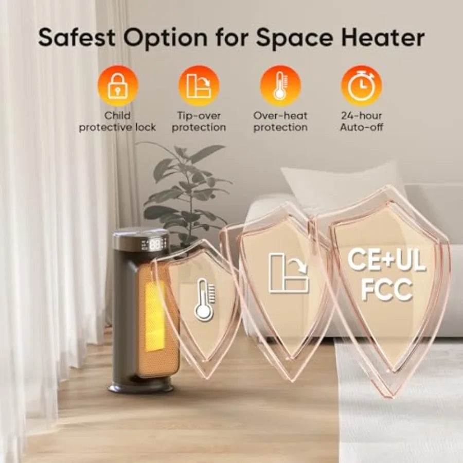 2 in 1 Space Heater and Fan with 5 Modes Portable Electric Heater for Indoor Use 1500W Fast Heating with Tip-Over and Overheat