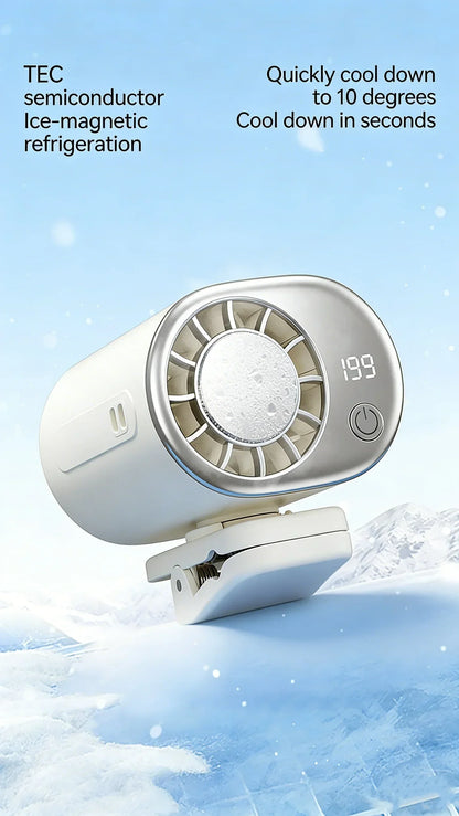 2026 Personal Portable Car Clip-On Air Conditioner Fan With 360° Rotation 199 Speeds Adjustable USB Rechargeable LED Display For