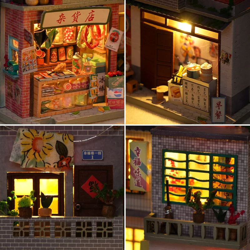 Book Nook Doll House Diy Miniature Wooden Bookshelf Shelf Insert Miniatures Home Model Kit Dollhouse Birthday Toy Gifts