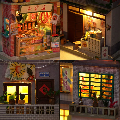 Book Nook Doll House Diy Miniature Wooden Bookshelf Shelf Insert Miniatures Home Model Kit Dollhouse Birthday Toy Gifts