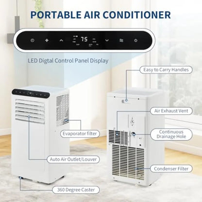 2025 New Model Portable Air Conditioner, 8000 BTU Air Conditioner Cool Up to 350 Sq.Ft, 3-in-1 AC Unit, Dehumidifier, Fan, Wind