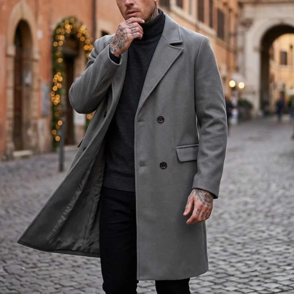 New Winter Men's Double-Breasted Trench Coat Warm Lined Comfort Medium Length Fit Casual Business Street Commuting | Sizes M-2XL