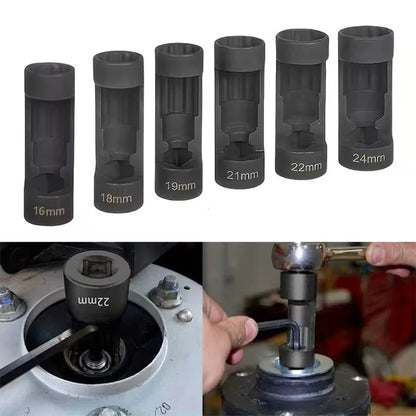 Automotive 1/2 Inch Drive 12 Point Suspension Strut Socket Tool 16-24mm Shock Absorber Nut Remover for Car Auto Repair Hand Tool
