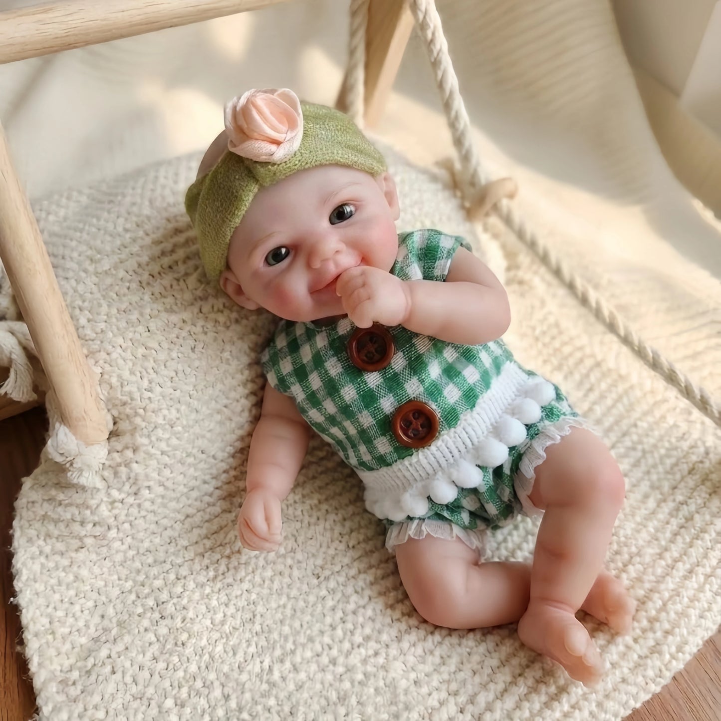 6 Inch/15cm Washable Mini Vivienne Full Silicone Reborn Girl Doll, Painted Realistic Skin, Soft Lifelike Bebe Reborn De Silicona