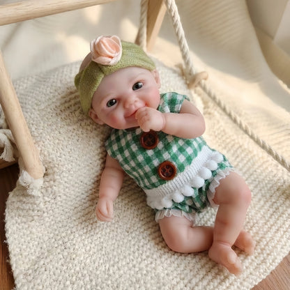 6 Inch/15cm Washable Mini Vivienne Full Silicone Reborn Girl Doll, Painted Realistic Skin, Soft Lifelike Bebe Reborn De Silicona