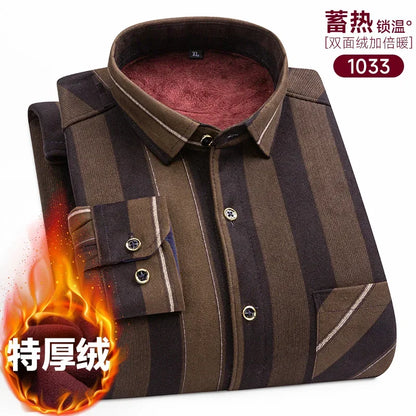 Plaid Shirts For Men Cotton Flannel Warm Winter Long Sleeve Button Plus Size Business Dress Smart Shirt Casual Easy Care Clothes