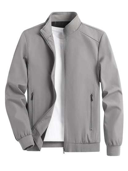 Men's Spring and Autumn Thin Casual Jacket Solid Color Stand Collar Cardigan Jacket Men's Outdoor Sports Casual Versatile Top