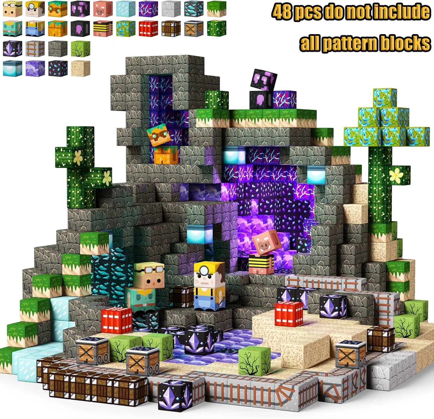 Magnetic Building Blocks New Mine World Magnetic Snow Ice Castle Construction Brick Cube STEM Boy Girl Children Toy Set Gift