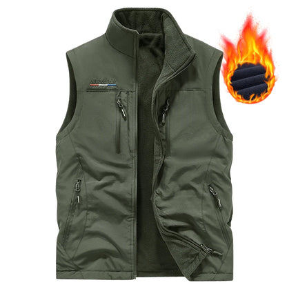 Men's Outdoor Sports Leisure Windproof Cold Proof Warm Vest for Autumn and Winter Comfortable Plush Warm and Fashionable Vest
