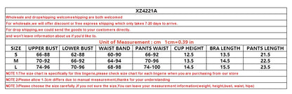 Ladies Sexy Luxury Gothic Costume Carnival Set Exotic Fashion Hollow Out Lace Transparent Erotic Lingerie Panties 4 Piece Set