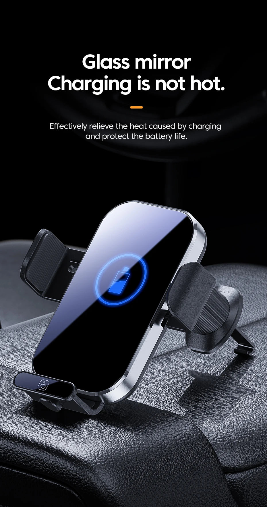 Universal Car Wireless Charging Mobile Phone Holder Air Outlet Mount Transparent Vehicle Navigation Bracket for Smartphones
