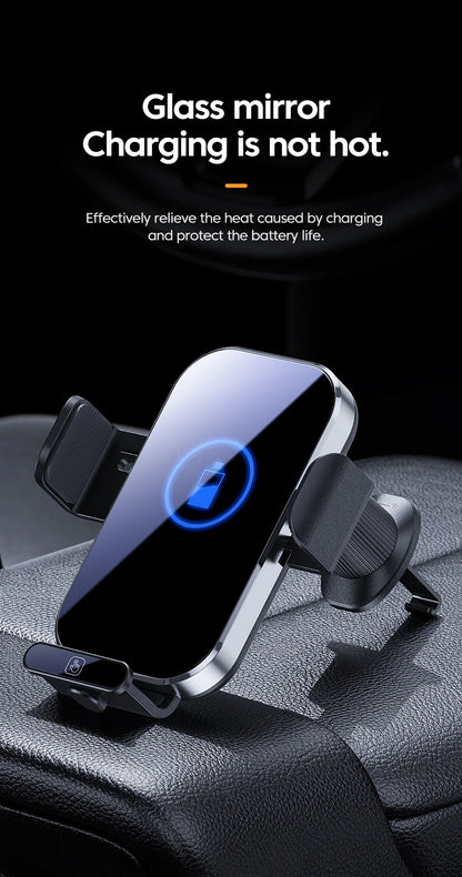Universal Car Wireless Charging Mobile Phone Holder Air Outlet Mount Transparent Vehicle Navigation Bracket for Smartphones