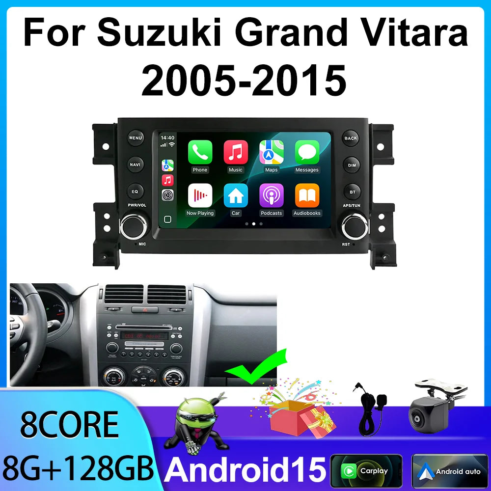 Android Car Radio 7' Multimedia Wifi GPS for Suzuki Grand Vitara 3 2005-2015 with Carplay AndroidAuto Stereo