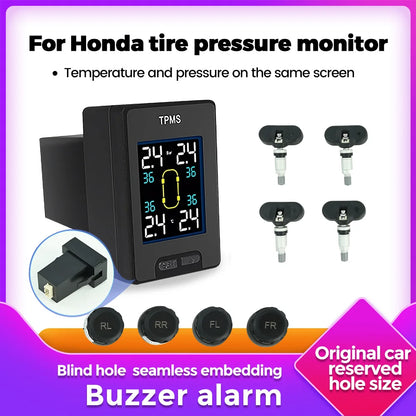 For Honda series Car TPMS Tire Pressure Monitoring System 4 Sensors Digital LCD tire pressure measurement screen buzzer warning
