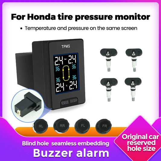 For Honda series Car TPMS Tire Pressure Monitoring System 4 Sensors Digital LCD tire pressure measurement screen buzzer warning