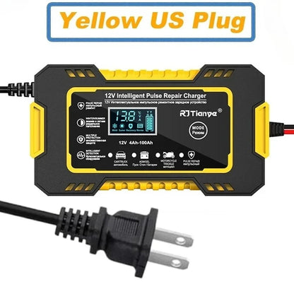 EAFC 12V 6A Full Automatic Car Battery Charger Digital Display Battery Charger Power Puls Repair Chargers Wet Dry Lead Acid