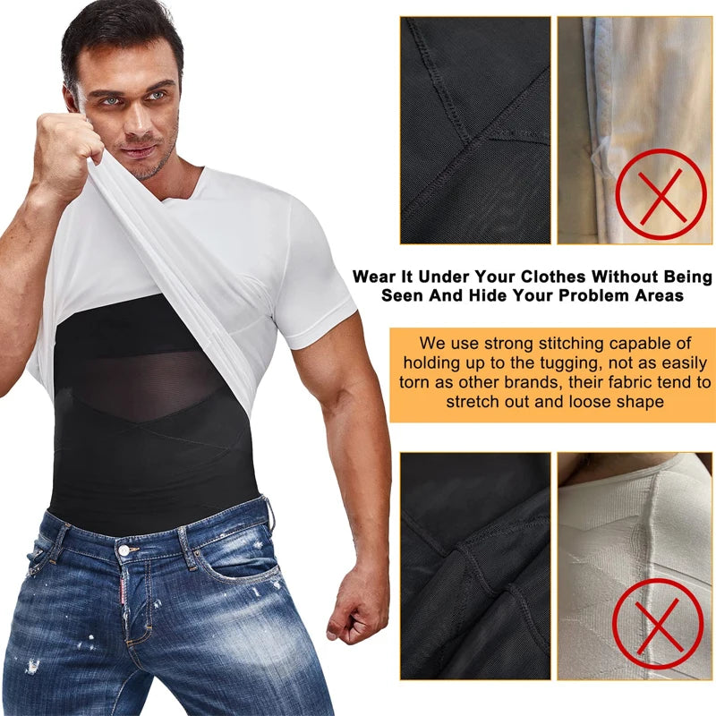 Men Body Toning Vest Slimming Body Shaper Corrective Posture Belly Control Compression Shirt Modeling Underwear Corset