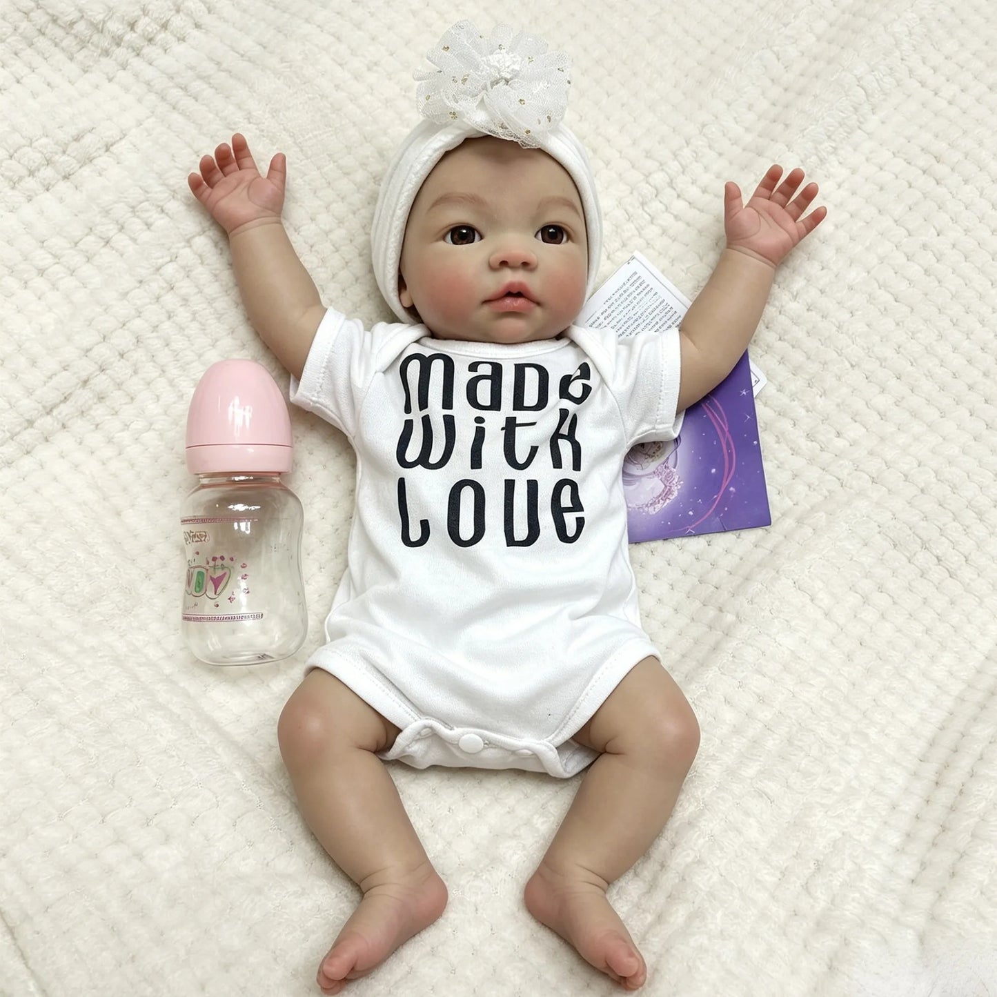 18 Inch Lifelike Awake Reborn Doll Silicone Doll Painting Body Details Soft Touch Open Mouth Baby Girl For Gift