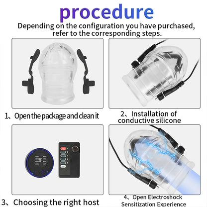 Estim Electric Shock Penis Ring Electro Trainer Massage Cup Chastity Penis Seelve Cockring For Men Dick Electrostimulation