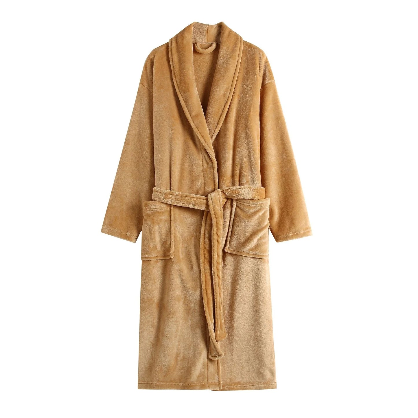 ex Thi Coral Fce Robe Long Flannel Pajamas Autumn Winter Home Clothes Air Conditioning Morning Gown Couple Pyjamas