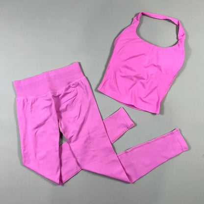 2 Pieces Sportswear Women Yoga Set Gym Clothes Sportswear Yoga Suits High Waist Scrunch Fitness Tracksuits  Pilates Set