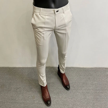 2024 Summer New Men's Casual Stretch Suit Pants Men Fashion Slim Fit Solid Color Formal Business Social Office Trouser 36-28